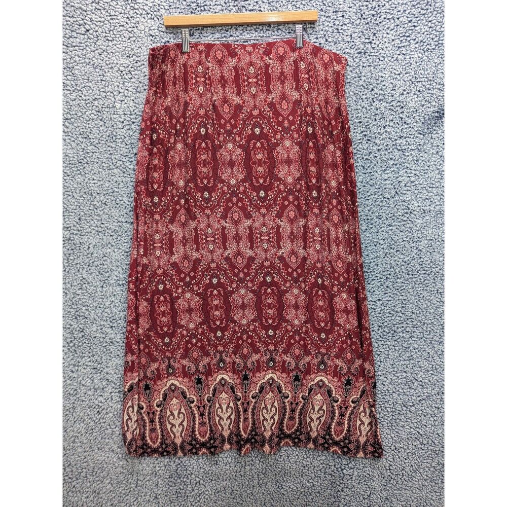 Style & Co. Paisley Boho Maxi Skirt Size XXL Pull On Elastic Waist Western Red
